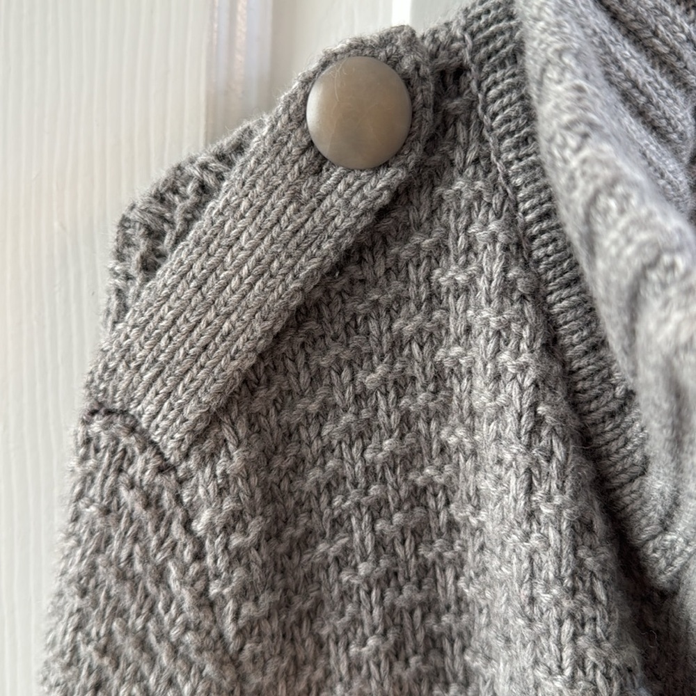 Talbots Gray chunky wool blend button up collared cardigan w pockets Sz S - Picture 7 of 9